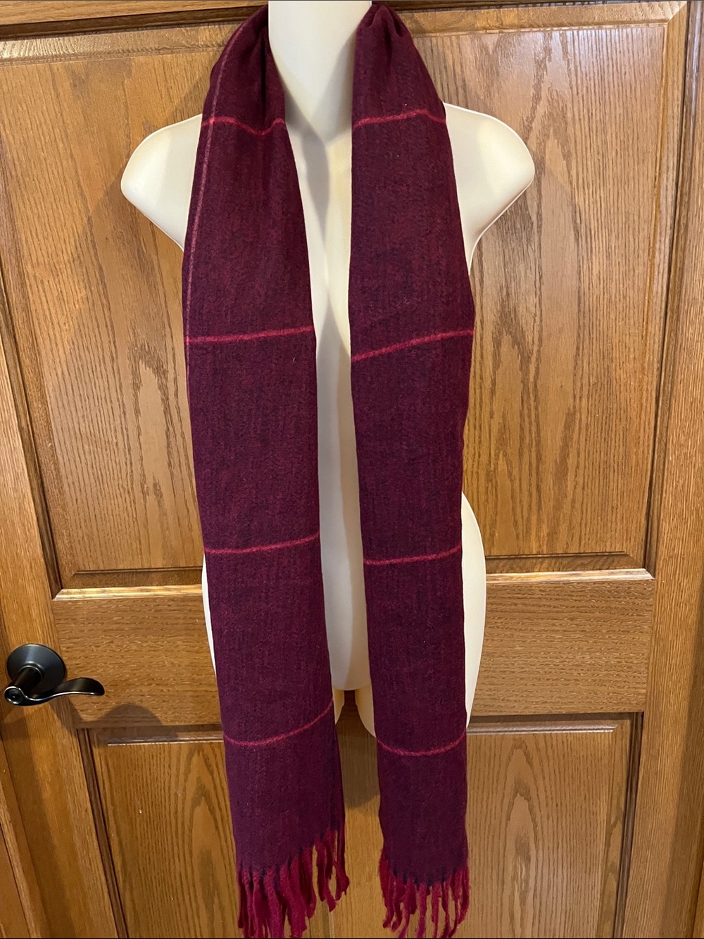 A new day Classic Burgundy Fringe Scarf - Women's Accessory